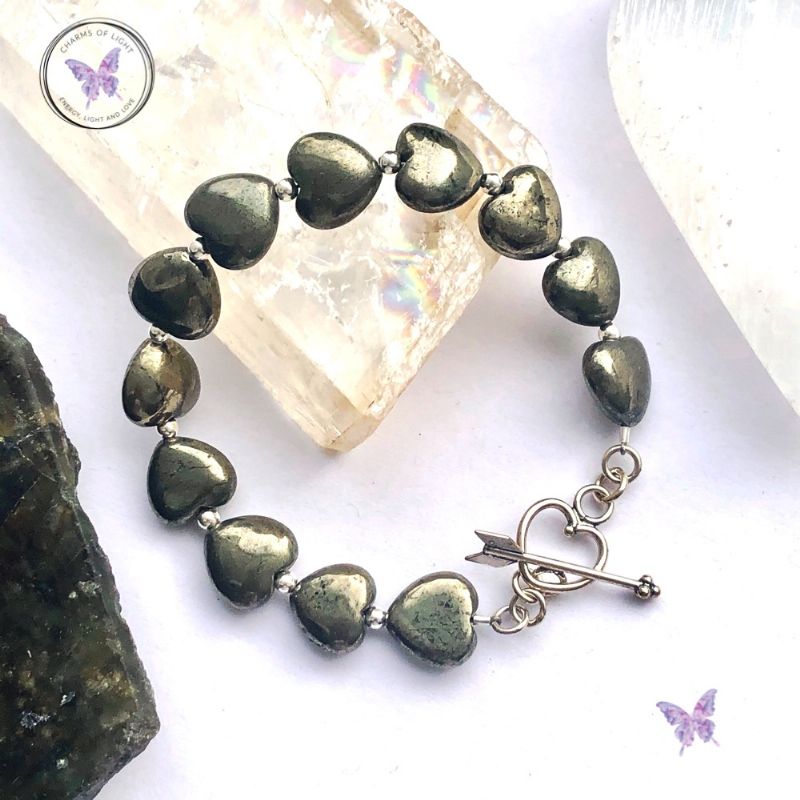 Pyrite Hearts Healing Bracelet